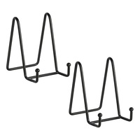 Set 2 suport metalic pentru rame foto, Axroad Mall, Suporturi decorative pentru fotografii, Stabil si rezistent, Design minimalist, Utilizare versatila, pentru rame, picturi, farfurii, Metal, 7.5*10*11cm, Negru