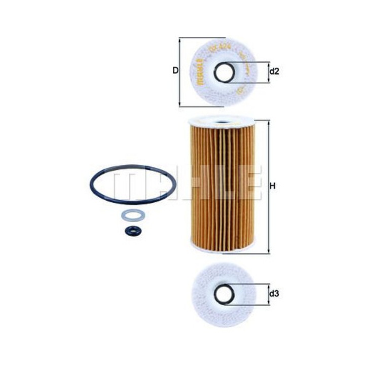 Mahle OX424D olajszűrő, átmérő 61 mm, magasság 119,5 mm