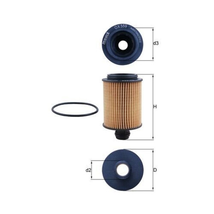 Mahle OX559D olajszűrő, betét, átmérő 65mm, magasság 104,5mm