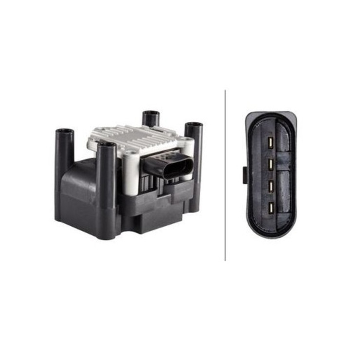 Hella gyújtótekercs, 12V, 3 lyuk, 4 csatlakozó