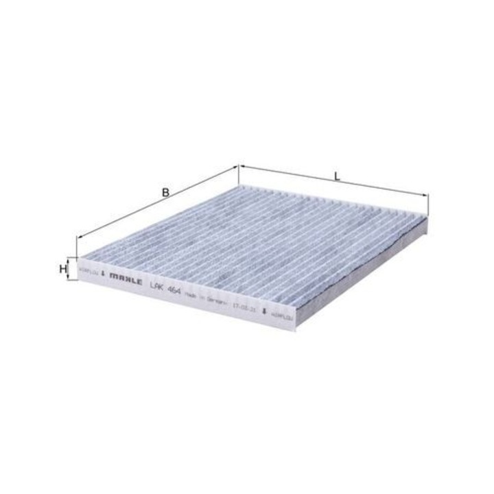 Mahle utastérszűrő, aktív szén, 187x238x19mm