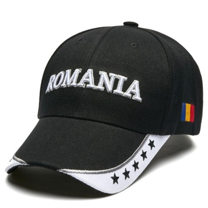 Sapca Romania, Broderie 3D, Calitate Impecabila, Barbati, Marime reglabila, Culoarea Neagra