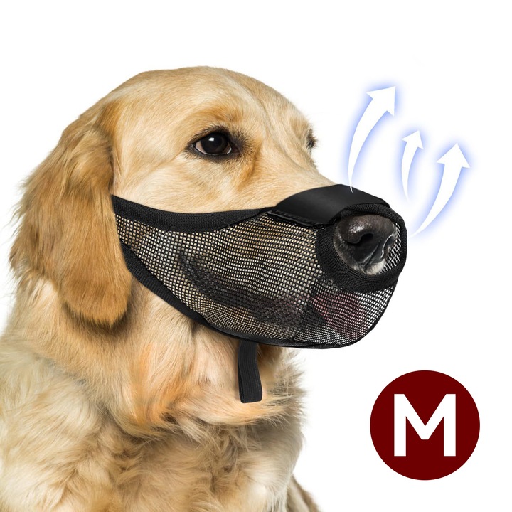 Botnita Confortabila, Reglabila, Design Respirabil, plasa respirabila, pentru Caini, marimea M, protectie pentru grooming, dresaj, veterinari, negru