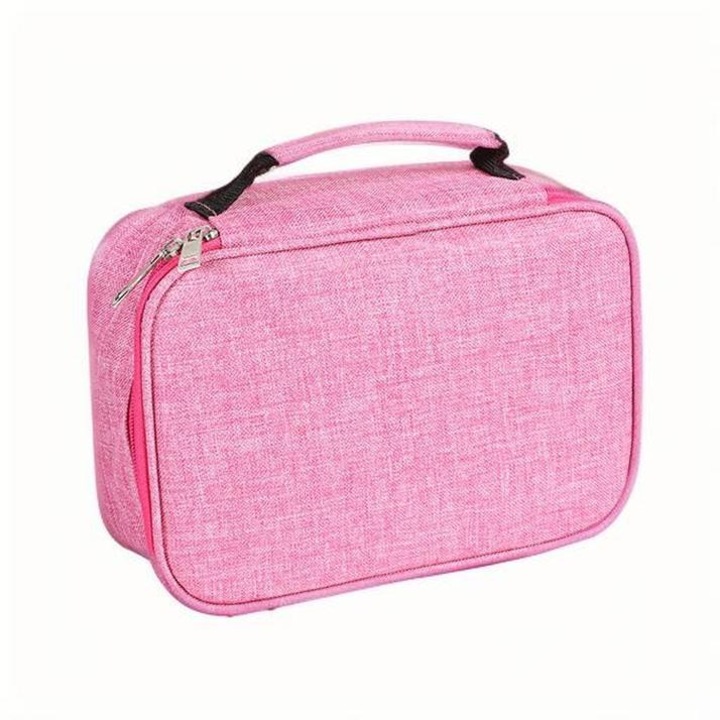 Penar Scolar, Penar tip geanta, Capacitate mare, Compartiment cu 2 clapeta interioara si fermoare, Impermeabil, Husa de creion portabila, ideal scoala/birou, 23x 16x 7cm, Roz