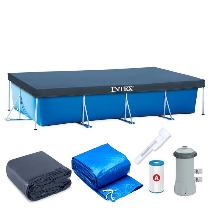 Piscina cadru metalic Intex 28274NP, 450x220x84 cm, 7.100 litri, cu toate accesoriile