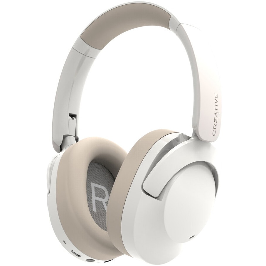 Casti Office fara fir CREATIVE ZEN HYBRID 2 cu Hybrid ANC, 5 Microfoane, Bluetooth 5.2, Conectare Multipunct, USB-C, Crem