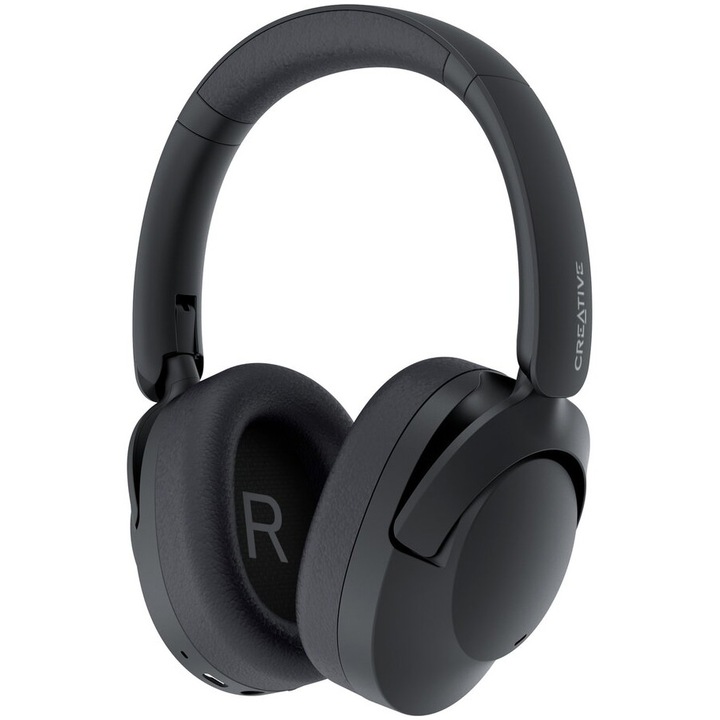 Casti Office fara fir CREATIVE ZEN HYBRID 2, Hybrid ANC, 5 Microfoane, Bluetooth 5.2, Conectare Multipunct, USB-C, negru