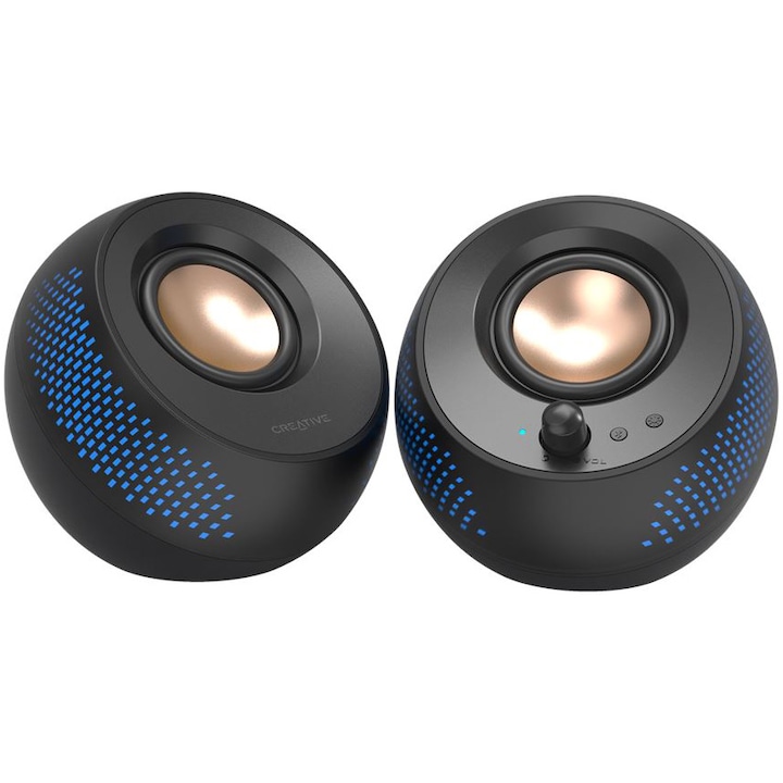 Boxe 2.0 CREATIVE PEBBLE X, Bluetooth 5.3, RGB Lighting, Aux, USB-C, 30W RMS