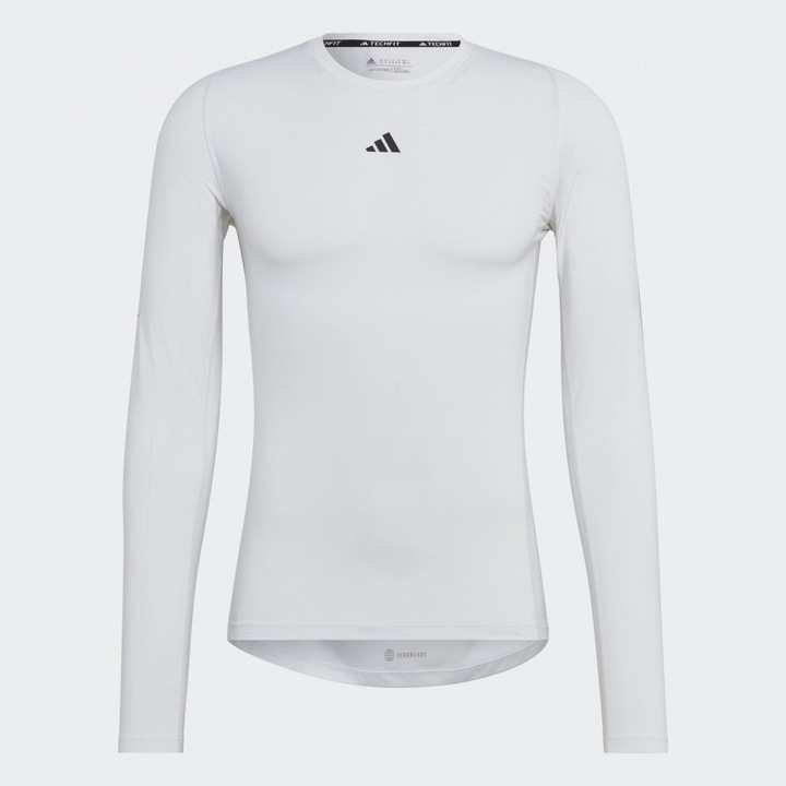 Bluza sport Adidas TechFit, poliester/lastan, alb