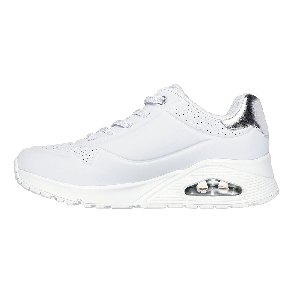 Skechers, Pantofi sport de piele ecologica Uno Shimmer Away, Alb