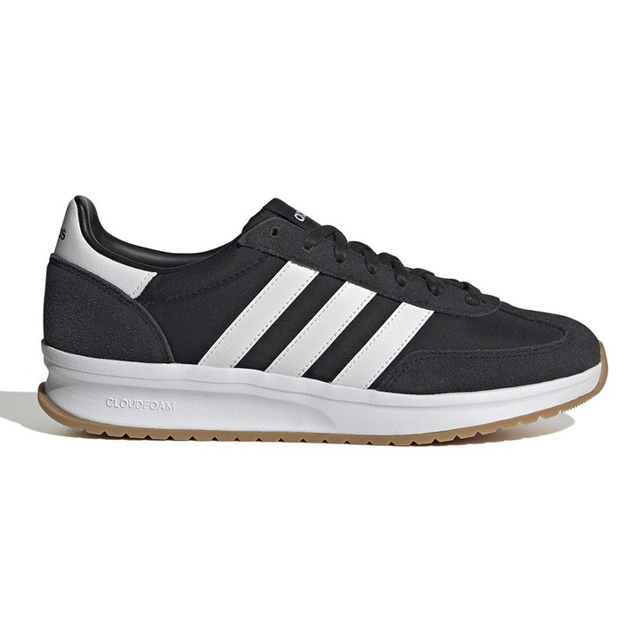 Adidas Sportswear, Pantofi sport cu insertii din piele intoarsa Run 70s, Alb, Negru, 12