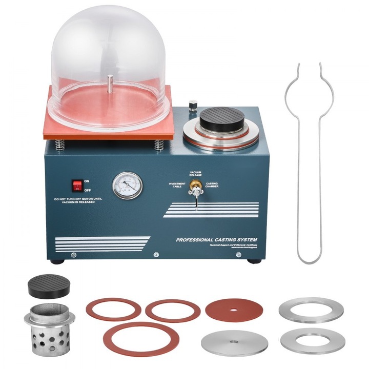 Masina de turnare in vid, Bijuterii, 290W, Pompa cu clopot de sticla, 3CFM