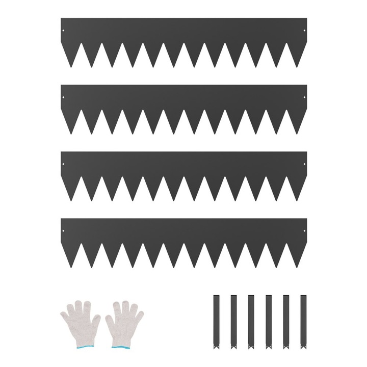 Стоманен ландшафтен кант, пакет от 4, разделител за алея, устойчив на ръжда, 101,6 x 20,32 см