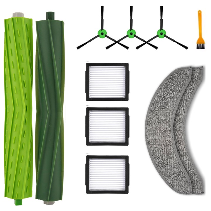 Комплект аксесоари PAA-home®, съвместими с прахосмукачка робот iRobot Roomba Combo j7/j7+(j7 Plus)/j9/j9+(j9 Plus), 2 централни четки, 3 странични четки, 3 филтъра, 2 кърпи и инструмент за почистване
