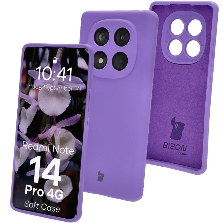 Калъф, Bizon Soft Case за Xiaomi Redmi Note 14 Pro 4G, Лилаво