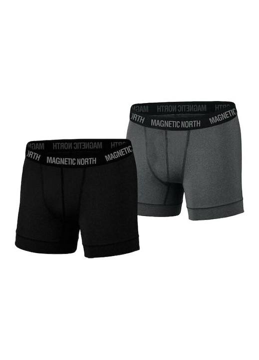 Set lenjerie intima barbati, Magnetic North, Bumbac/Elastan, Negru/Gri