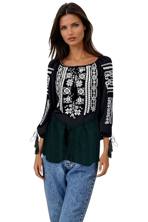 Bluza dama tip ie 257, Alb/Negru melange