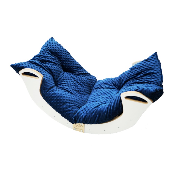 Balansoar din lemn pentru copii, cu perna, multifunctional, alb, 49x46x98cm, set complet