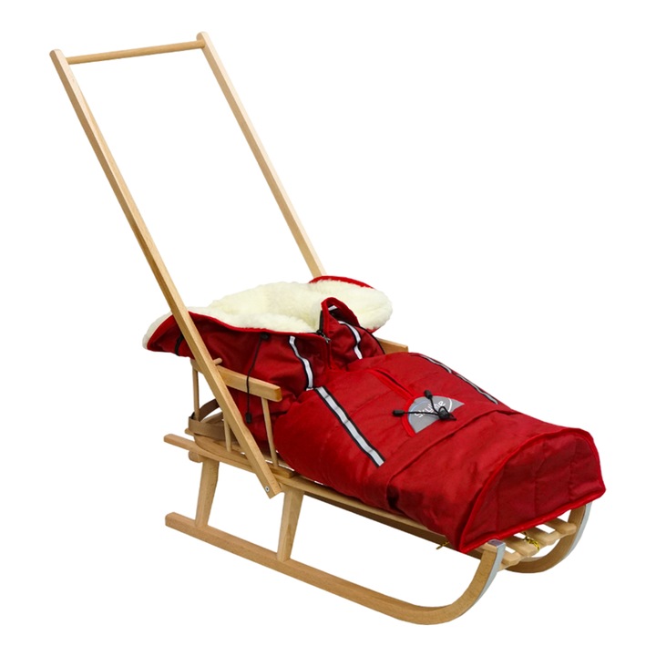 Sani Skyline Classic, cu opariu, pchizor si sac de dormit, rosu, 88x34x39cm