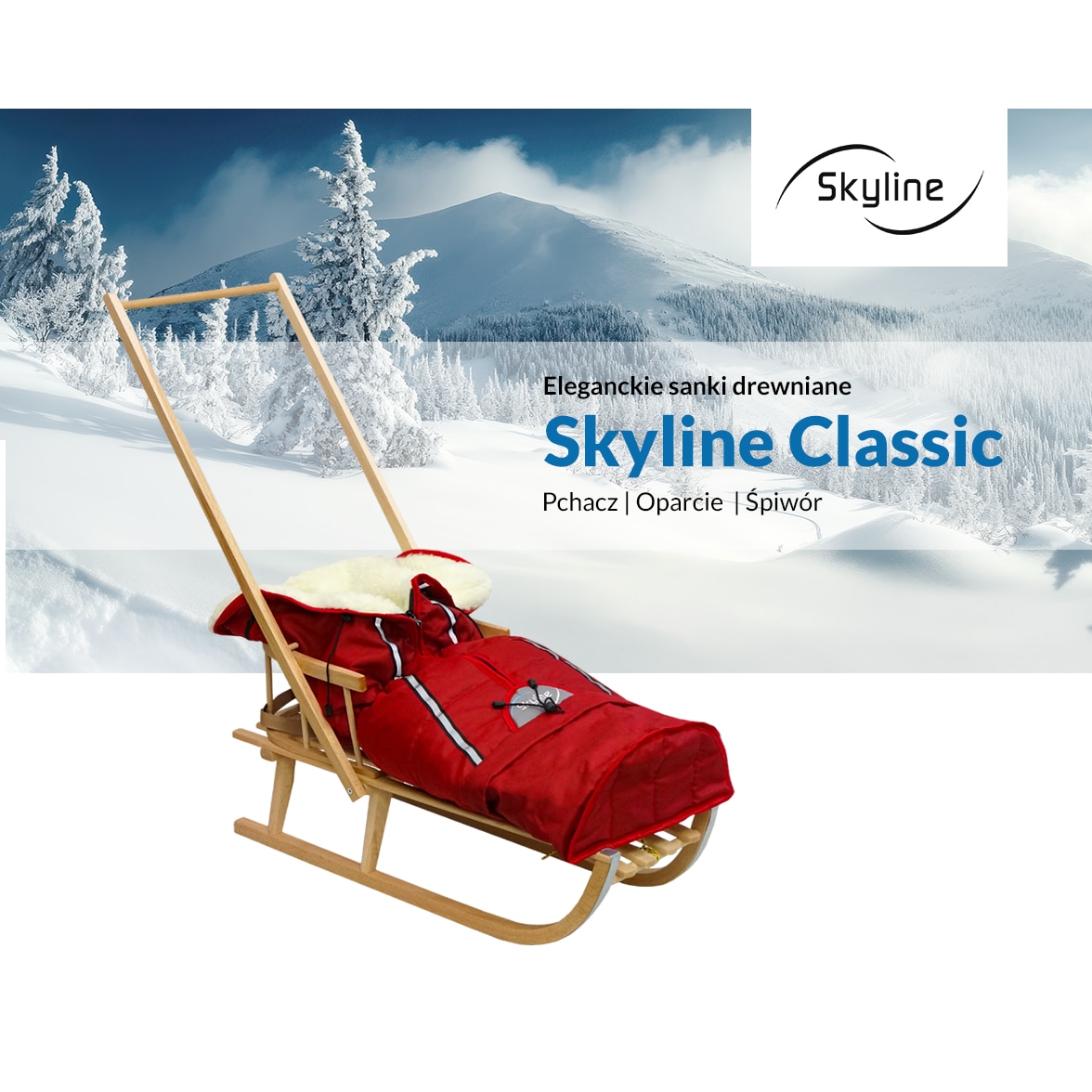 Sani Skyline Classic, cu opariu, pchizor si sac de dormit, rosu
