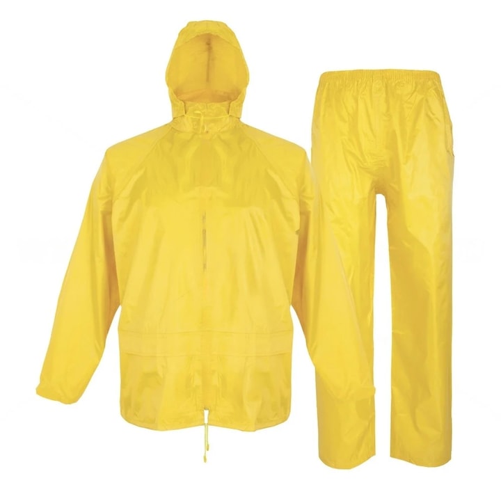 Costum de ploaie, culoarea galben, impermeabil cu gluga ascunsa Renania Bonn GALBEN L
