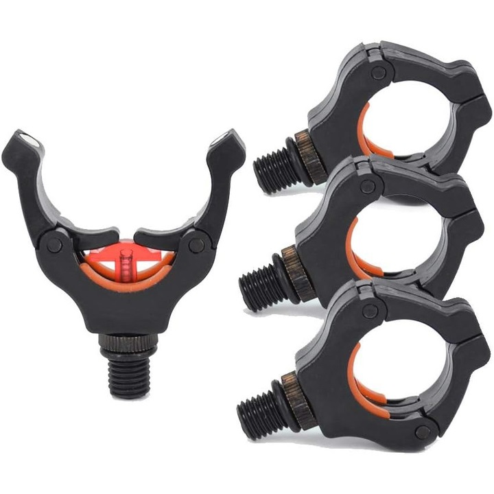 Set de 4 suporturi pentru lansete pescuit, 9mm, cu clip magnetic, pentru pescuit la crap