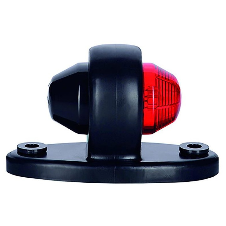 Овална червена LED габаритна светлина 12/24V, Lamiro, черна