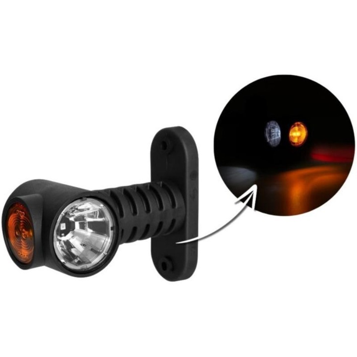 Lampa pozitie LED Lamiro, alb-portocalie-rosie, 12/24V, suport lung, trifuncțională, universală, LD2191/Grafic