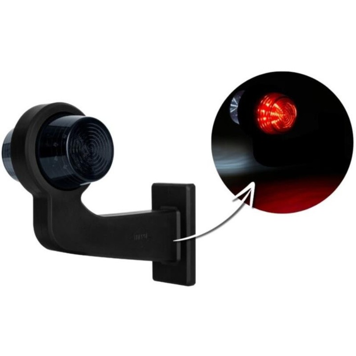 LED габаритна лампа бяло-червена, Lamiro, 12/24V, дясна, на дълга стойка