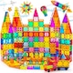Set de constructie cu placi magnetice, Morovan, Set Inteligent de Constructie Magnetic 3D, 100 piese, jucarii educationale pentru copii, numeroase Posibilitati de Construit Creativ, Dezvoltarea Abilitatilor Motrice si a Imaginatiei, 3 ani +, multicolor