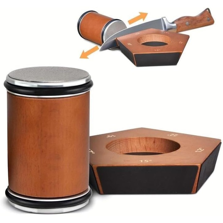 Ascutitor cutite rulant, Ploomi™, 5 unghiuri ajustabile, 2 granulatii (400/3000), Suport Magnetic 12°/15°/17°/19°/22°, Potrivit pentru cutite de bucatarie si cutite de bucatar, pietre de ascutit diamantate pentru crearea de lame ascutite