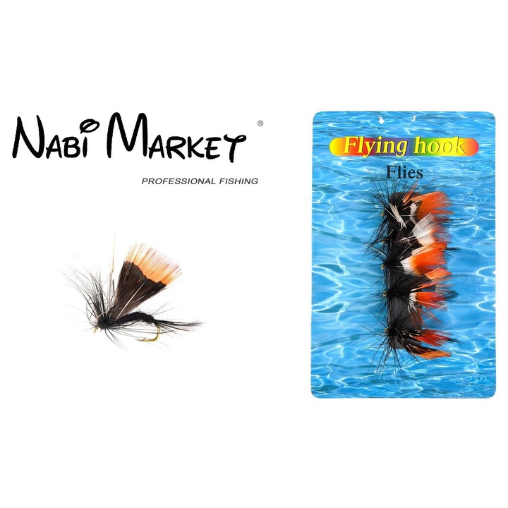 5 darabos horgászlégy készlet, mesterséges barna fekete lepke, pisztránghoz és tiszta Nabi Market ® légyhorgászathoz
