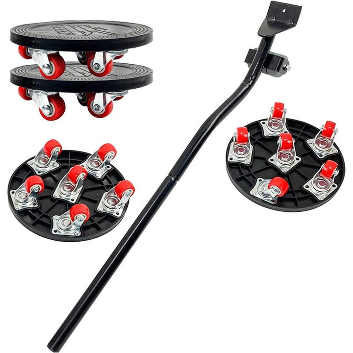 Set de 5 accesorii pentru transportul mobilei, 400kg, 6 roti, 62x34cm, negru