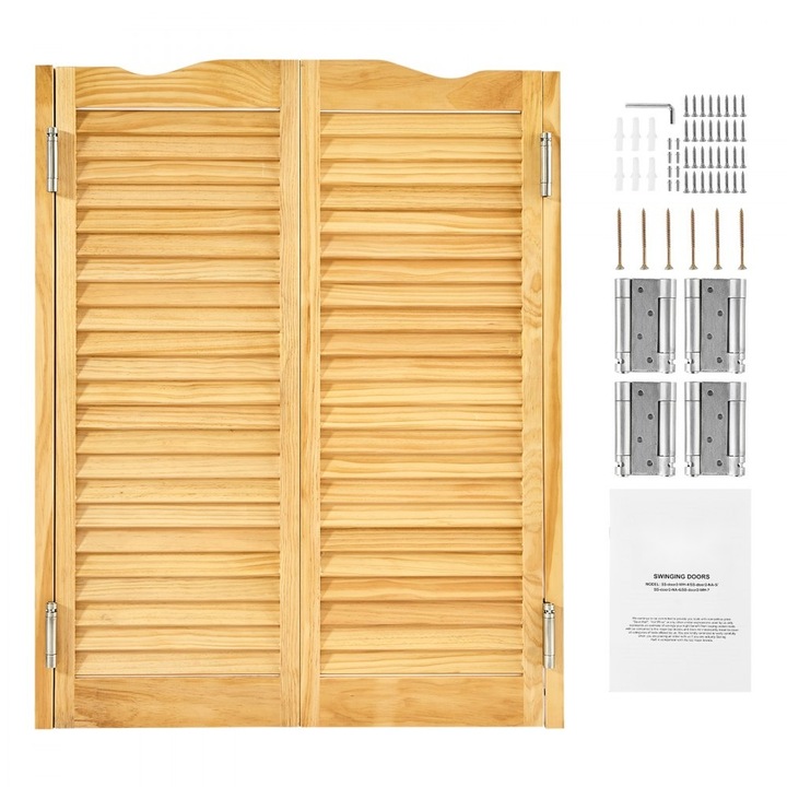 Usi batante pentru cafenea, dimensiuni 81.3x106.7 cm, design arcuit, material lemn de pin, balamale incluse