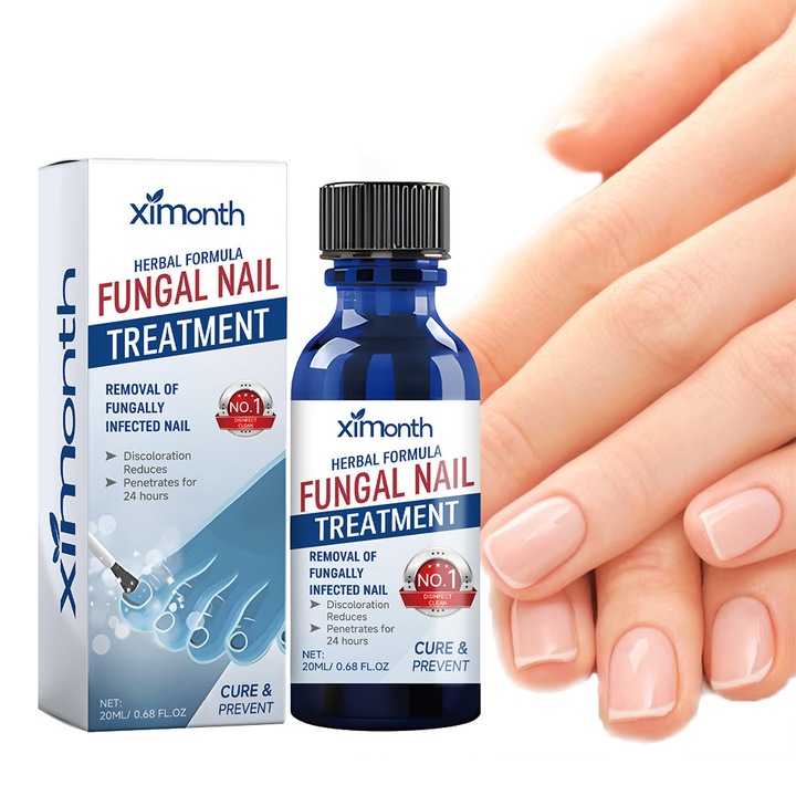 Tratament profesional unghii - XIMONTH Solutie curatare si regenerare unghii, Pentru unghii groase, galbene si deteriorate, Ingrijire unghii maini si picioare, Reparare unghii si tegument