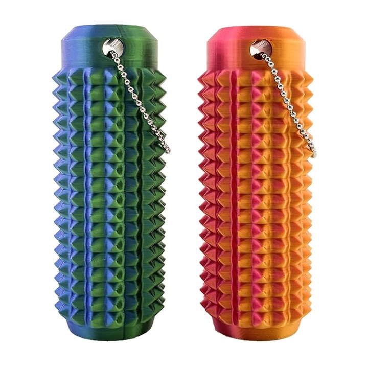 2 db masszázs kulcstartó szett, Ronyes, piros/zöld, 7x2,5cm