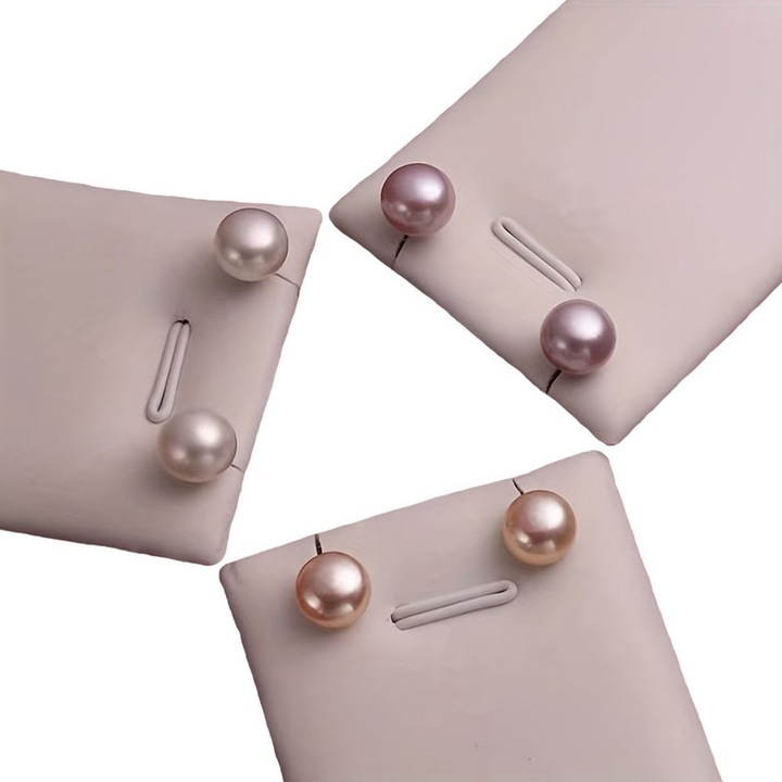 Set 3 perechi cercei perle naturale apa dulce, alb roz mov, 6-7mm