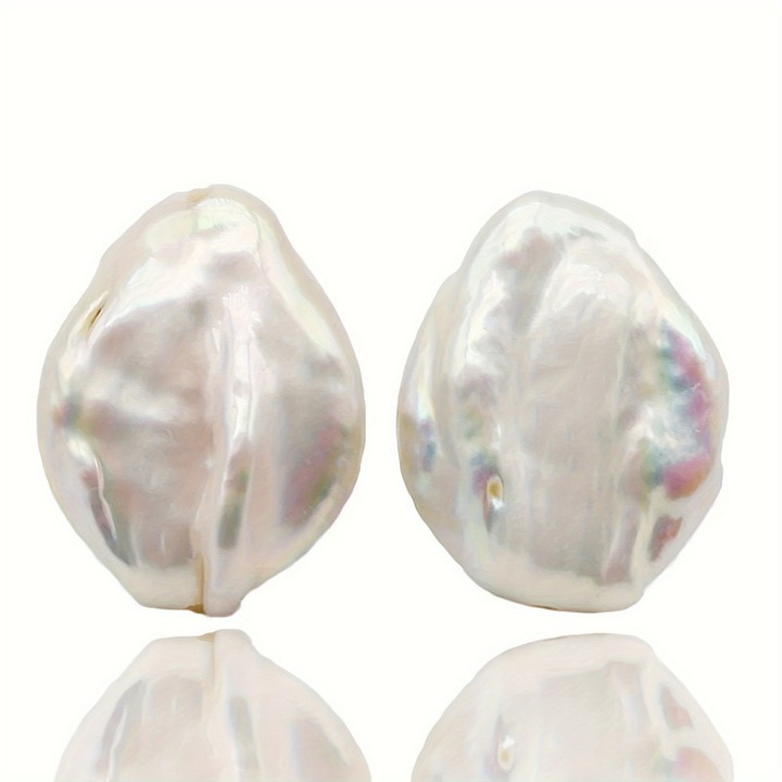 Női fülbevaló szett, természetes édesvízi gyöngyök, barokk stílusú, fehér, nagy méret