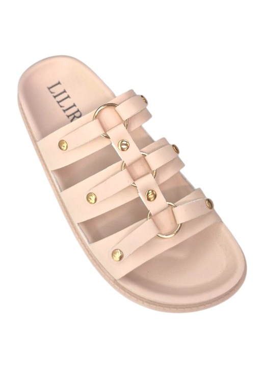 Papuci Dama stil Casual, Talpa Confortabila, Piele Ecologica, Usori si Moderni, Bej, 39