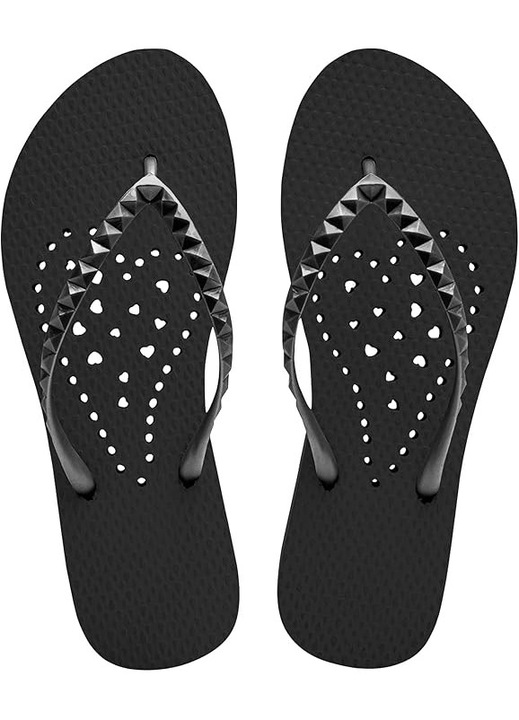 Slapi de vara usori, cu separator deget, negri, Negru, 38