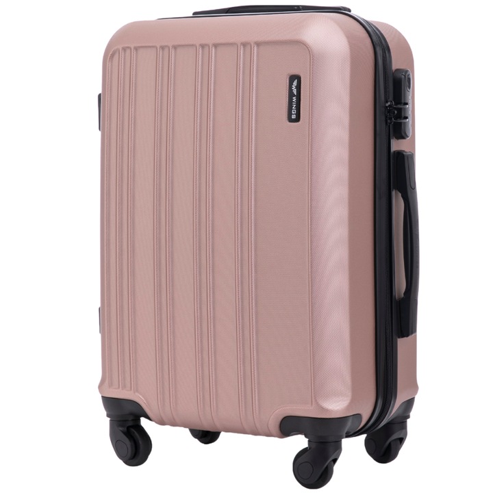 WINGS Troler de cabina S Harrier 38L, 55x38x20cm ABS+ Roz 4 roti, maner telescopic, lacat