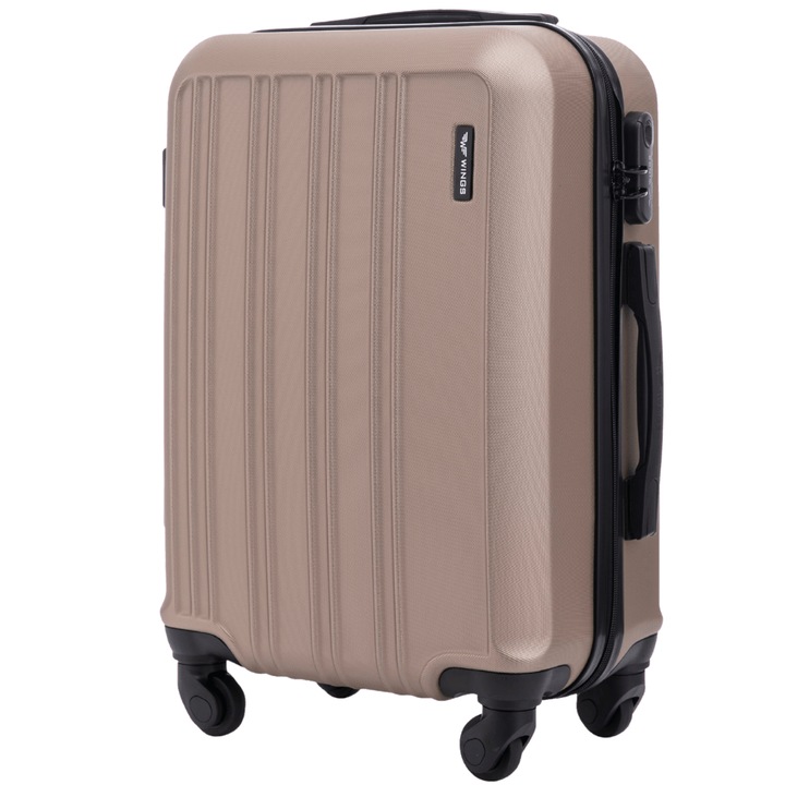 WINGS Troler S Harrier, ABS, 38L, 4 roti 360°, incuietoare, maner telescopic, auriu, marime cabina