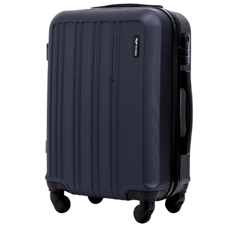 WINGS Кабинен куфар S Harrier 38L, 55x38x20cm ABS+ Син 4 колела, телескопична дръжка, катинар