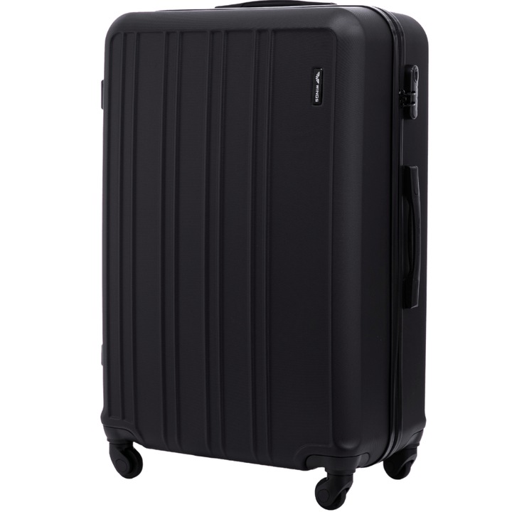 WINGS Bőrönd, XXL, Harrier, fekete, nagy, 97L, ABS+, 4 kerék, biztonsági kód