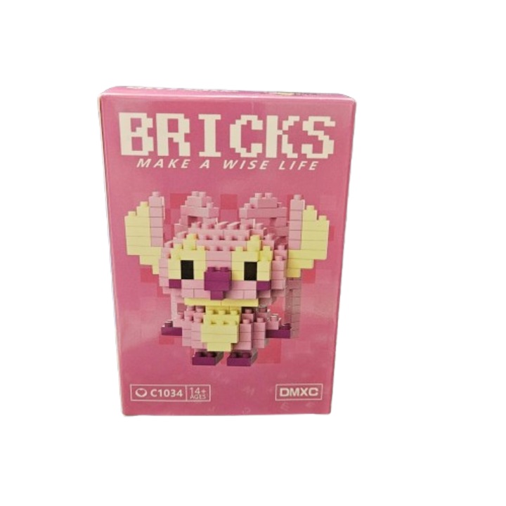 Set de constructie, Tip 3D, Plastic, Roz, 151 de piese, Stitch