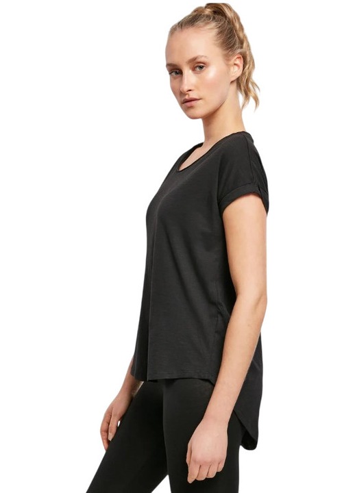 Tricou cu Maneca Scurta, Lung la Spate, Negru
