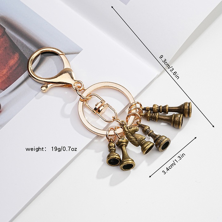 Sakk kulcstartó, arany, medál