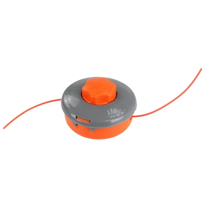 Универсална макара за храсторез, резба M10, резба 2 мм, оранжево-сива, съвместима с бензинови храсторези, система за бързо зареждане на резбата, издръжлива и лесна за употреба, идеална за косене на трева и гъста растителност в градината и големи площи