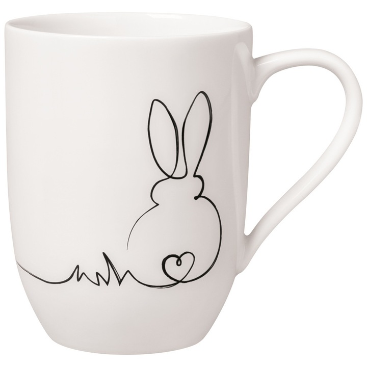 Set 2 cani Statemen Bunnies - Villeroy&Boch, portelan, alb/negru, 290 ml