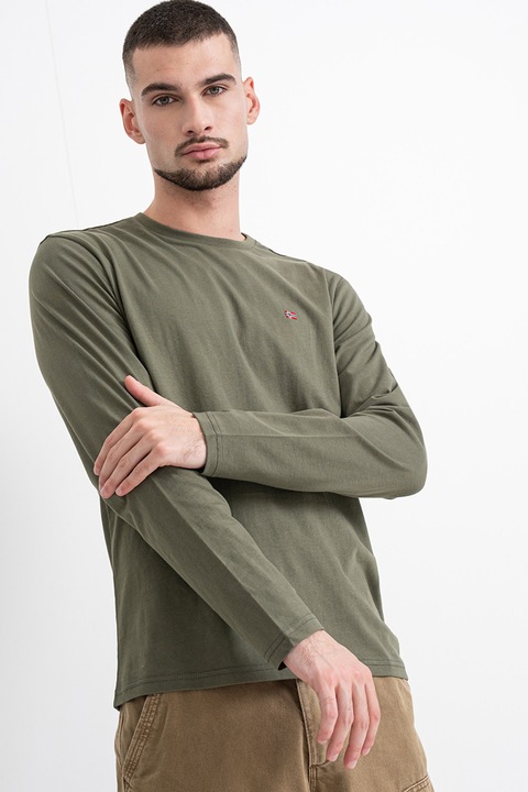 Napapijri, Памучна блуза Salis с овално деколте, Каки